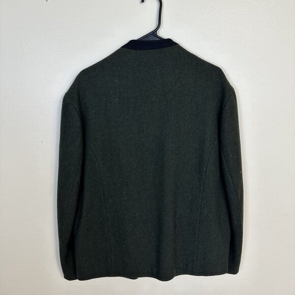 Vintage Wolle Womens Green Wool Cardigan Jacket Floral Lining & Brass Buttons - Picture 4 of 10